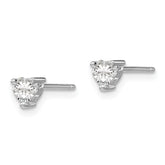 Sophia Jewelers 925 Sterling Silver Heart White Topaz Stud Earrings  Polished Rhodium Finish